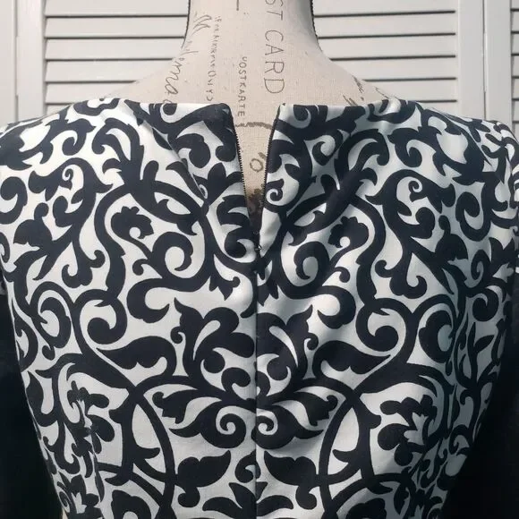 Laundry By Shelli Segal Dress Women's Size 6 Black White Short Sleeve Floral - Picture 6 of 15